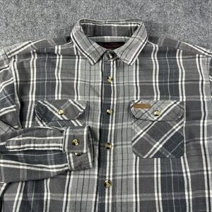 HickoryShirtCo. Shirt Mens 2XL Gray Plaid Flannel Long Sleeve Button Front